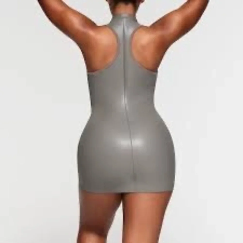 NWT SKIMS Rubberized Scuba Swim Mock Neck Dress Size XS